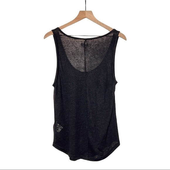 ANINE BING Linen Relaxed Fit Scoop Neck Sleeveless Lightweight Black Tank Top XS - Picture 7 of 9